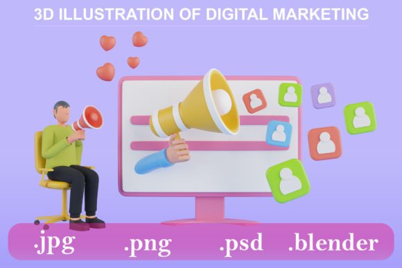 Download 3D Illustration of Digital Social SEO - Premium Resources