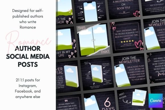 Download Canva Romance Author Social Templates - Templates Collection