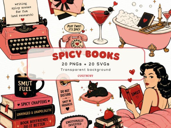 Download Spicy Book Lover Retro Cliparts, Romance - Retro Collection