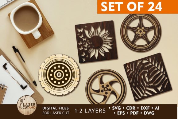 Download COASTERS Bundle Templates for Cutting - Templates Collection