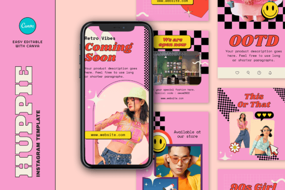 Download Huppie Retro Fashion Instagram Template - Retro Collection