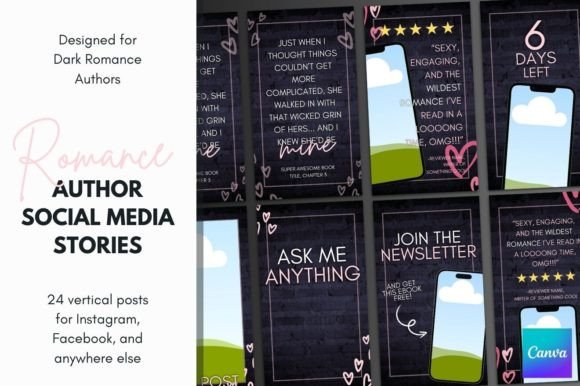 Download Canva Romance Author Story Templates - Templates Collection