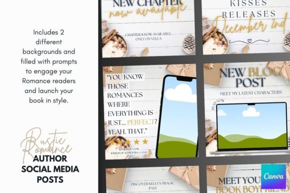 Download Canva Romance Author Social Templates - Templates Collection