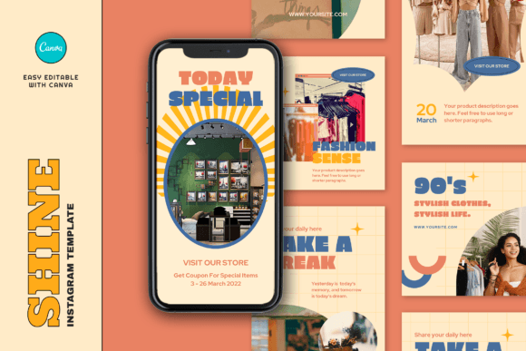 Download Shine Retro Fashion Instagram Template - Retro Collection