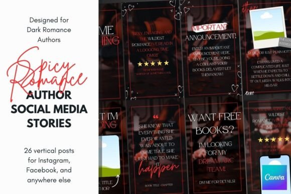 Download Canva Romance Author Story Templates - Templates Collection