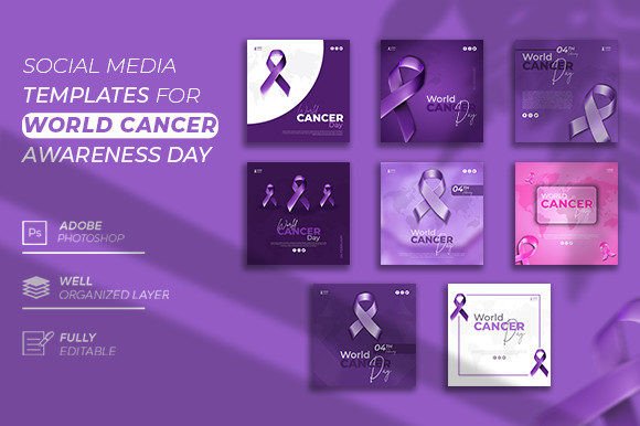 Download World Cancer Day Social Media Bundle - Cancer Collection