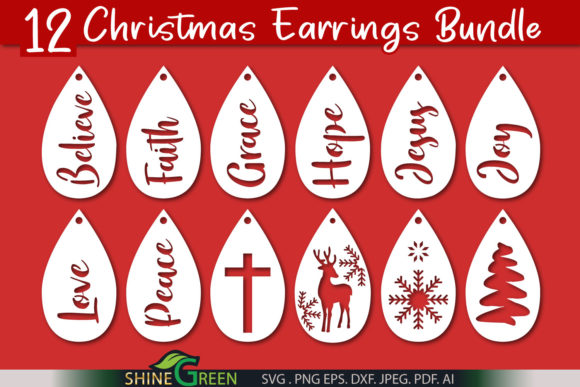 Download Christmas Earrings Bundle Templates - Templates Collection