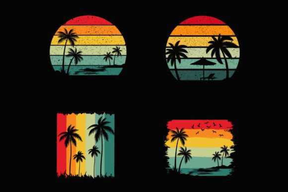 Download Summer Retro Sunset Beach T-shirt Templ - Retro Collection